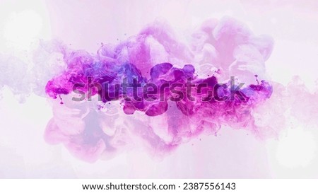 Colorful smoke background. Fantasy cloud. Neon pink blue purple ink hypnotic mix magic paint blend magic haze explosion effect isolated on white.
