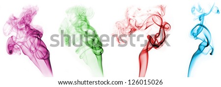 Colorful smoke clouds set