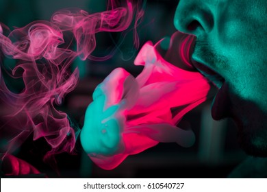 Colorful smoke jellyfish, cannabis joint