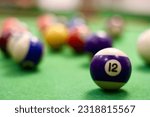 Colorful snooker balls on a snooker table