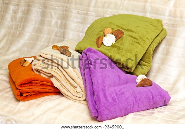 Colorful Soft Blankets Part Bedroom Decor Stock Photo Edit