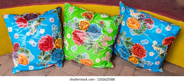 Colorful Southwestern Pillows On Patio