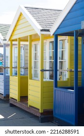 Colorful Southwold Beach Huts, Suffolk, England, Uk