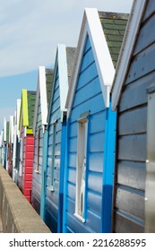 Colorful Southwold Beach Huts, Suffolk, England, Uk