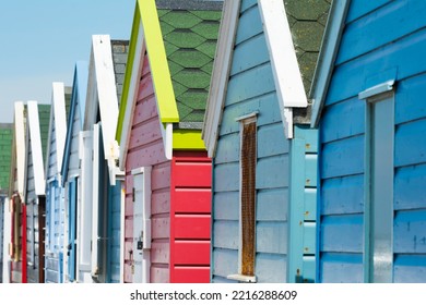 Colorful Southwold Beach Huts, Suffolk, England, Uk