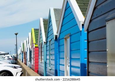 Colorful Southwold Beach Huts, Suffolk, England, Uk