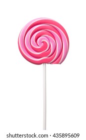 Colorful Spiral Lollipop Isolated On White Background