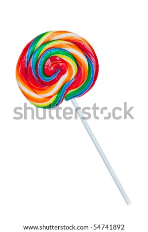 Colorful spiral lollipop isolated on white background