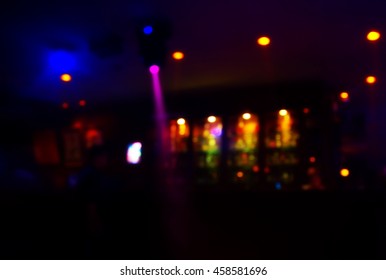 Colorful Spot Light In Club At Dark Night Background 