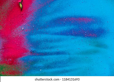 Colorful Spray Paint Splatters On The Wall, Detailed Close Up Texture Background