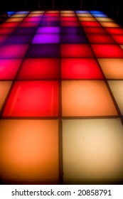 Colorful Square Shape Lighting Of Disco Dance Floor