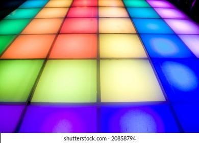 colorful square shape lighting of disco dance floor