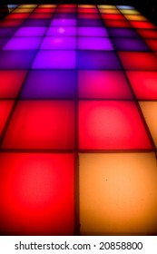 Colorful Square Shape Lighting Of Disco Dance Floor