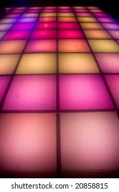 Colorful Square Shape Lighting Of Disco Dance Floor