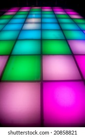 Colorful Square Shape Lighting Of Disco Dance Floor