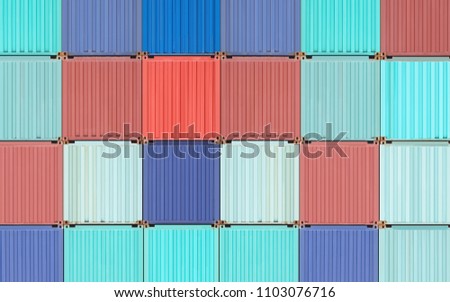 Colorful stack of container shipping at dockyard