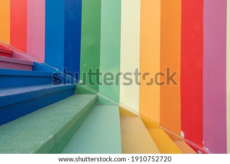 Colorful stairs and colorful wall background