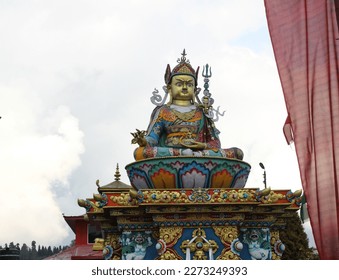 Colorful Statue of Guru Padmasambhava at Lord Buddha Park in Kalimpong, India