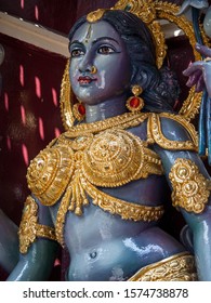 Colorful statues of Hindu religious deities in Hindu temple in Singapore