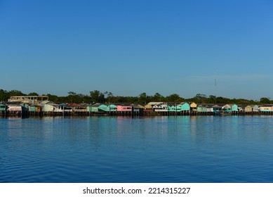 The Colorful Stilt Village Of Buena Vista, Beni Department, Bolivia, Seen From The Town Of Costa Marques, Rondonia State, Brazil, Just Across The Guaporé - Itenez River