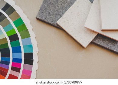 Colorful and stone samples on light background - Shutterstock ID 1783989977
