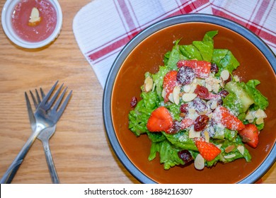 Colorful Strawberry Vinaigrette Salad In A Bowl