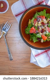 Colorful Strawberry Vinaigrette Salad In A Bowl