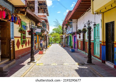 Colorful Street Of Guatape Colonial Town, Colombia