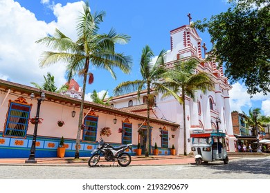 Colorful Street Of Guatape Colonial Town, Colombia