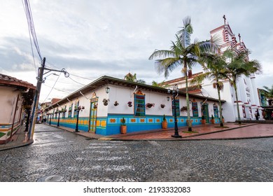 Colorful Street Of Guatape Colonial Town, Colombia