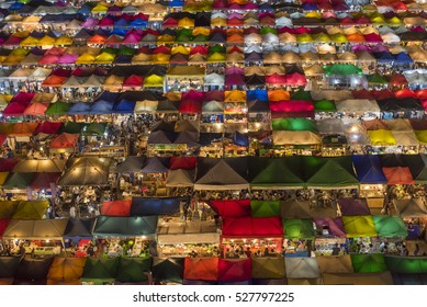 Colorful street market from above