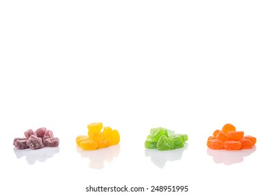 Colorful Sugar Jelly Candy Over White Background