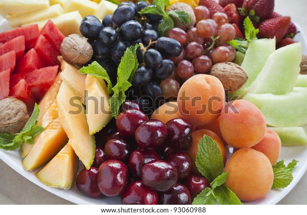 Colorful Summer Fruit Platter Pineapple Watermelon Stock Photo 93060988 ...