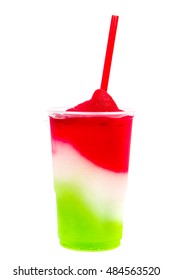 Colorful summer slushies with straw