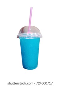 Colorful summer slushies with straw on white background. drink