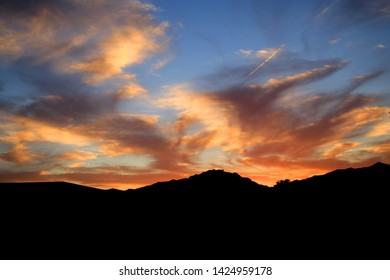 Colorful Sunset In Franklin Mountains In Texas