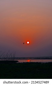 Colorful Sunset In The Meghna River