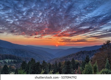 Colorful sunset in the mountain