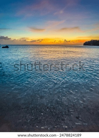 Similar – Image, Stock Photo Sunset over the sea with breakwater, beach and birds