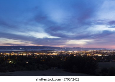 Colorful sunset over the east bay area of California