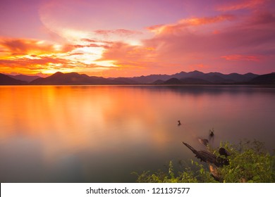 Colorful Sunset Over The Mountain