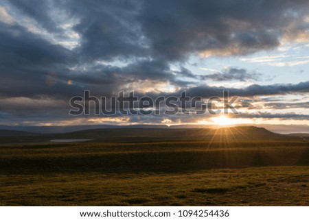 Similar – Image, Stock Photo Midnight sun over Myvatn in North Iceland in summer
