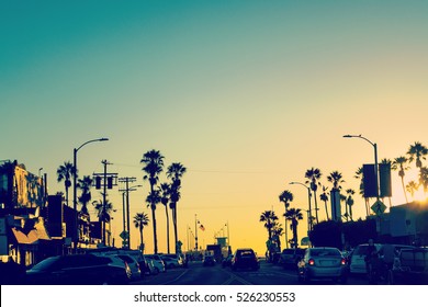 Colorful sunset in Venice, California