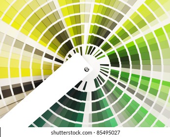 Colorful Swatch Book With Shades Of Green With A White Label