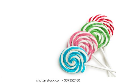 Colorful Swirl Lollipop On White Background