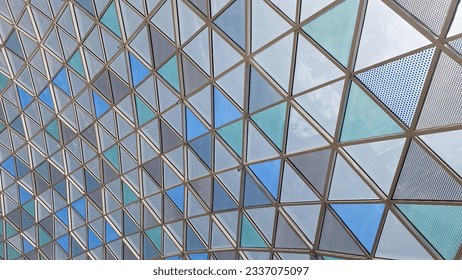A colorful and symmetrical glass ceiling work - Powered by Shutterstock