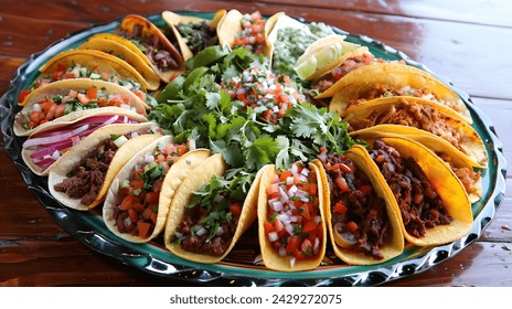 Colorful Taco Platter with Fresh Cilantro - Powered by Shutterstock