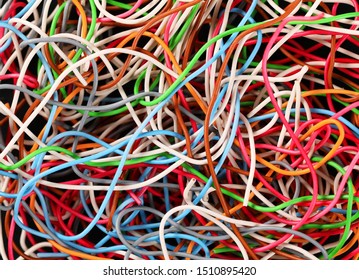 Colorful Telecommunication Network Wires  Background And Texture