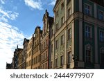 Colorful tenement houses in Wroclaw, Poland. Tenements facades at the Old Town of Wroclaw