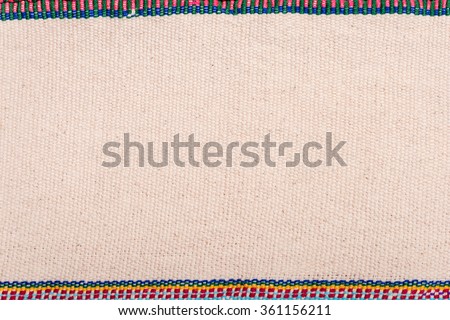 Colorful Thailand style rug surface, Close up fabric is made of hand-woven cotton fabric